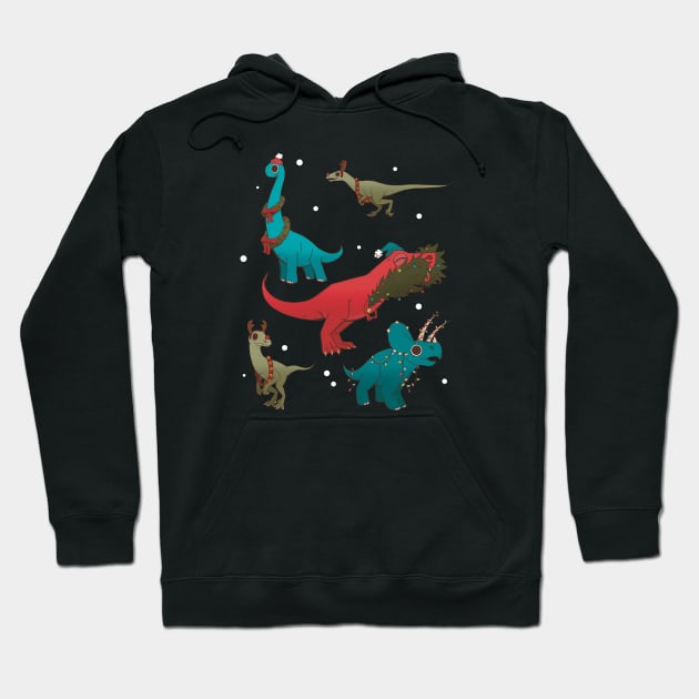 Christmas Holiday Dinosaurs Hoodie by Bee and Clover Designs
